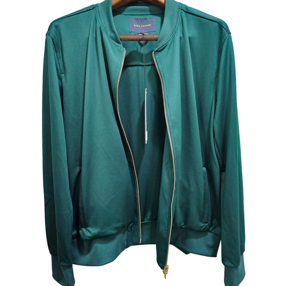 GOOD COUNSEL track jacket Size XL Green Gold New - Picture 2 of 4